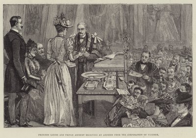 Prinses Louise en Prins Aribert ontvangen een Adres van de Corporatie van Windsor door Walter Paget